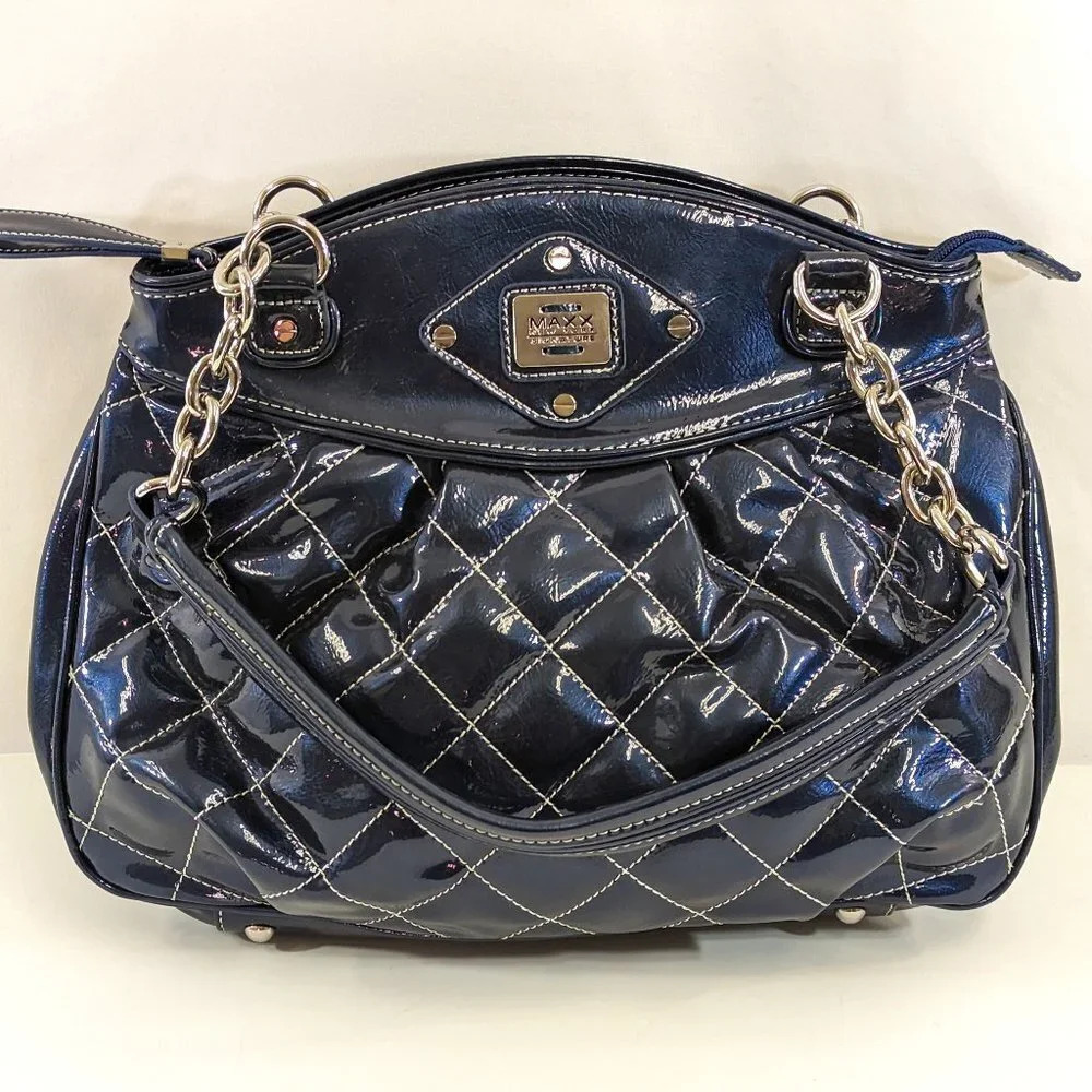 Maxx  New York Quilted Leather Blue Satchel